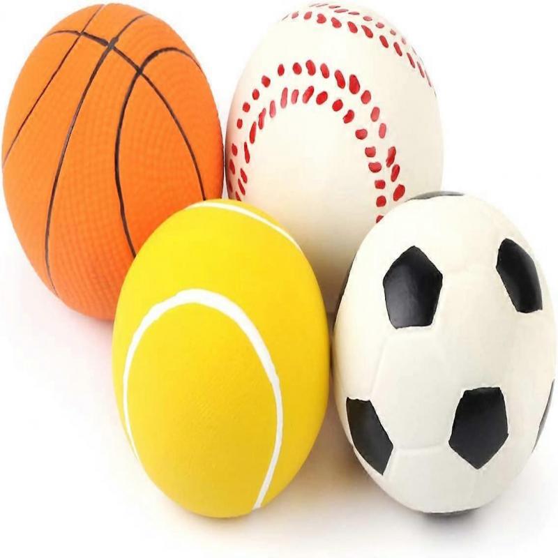 Pack 2.4" Quietsch Latex Welpen Hundespielzeug Ball Sportbälle Sets Apportieren Interaktives Spielzeug für kleinen Hund Verschiedene Farben