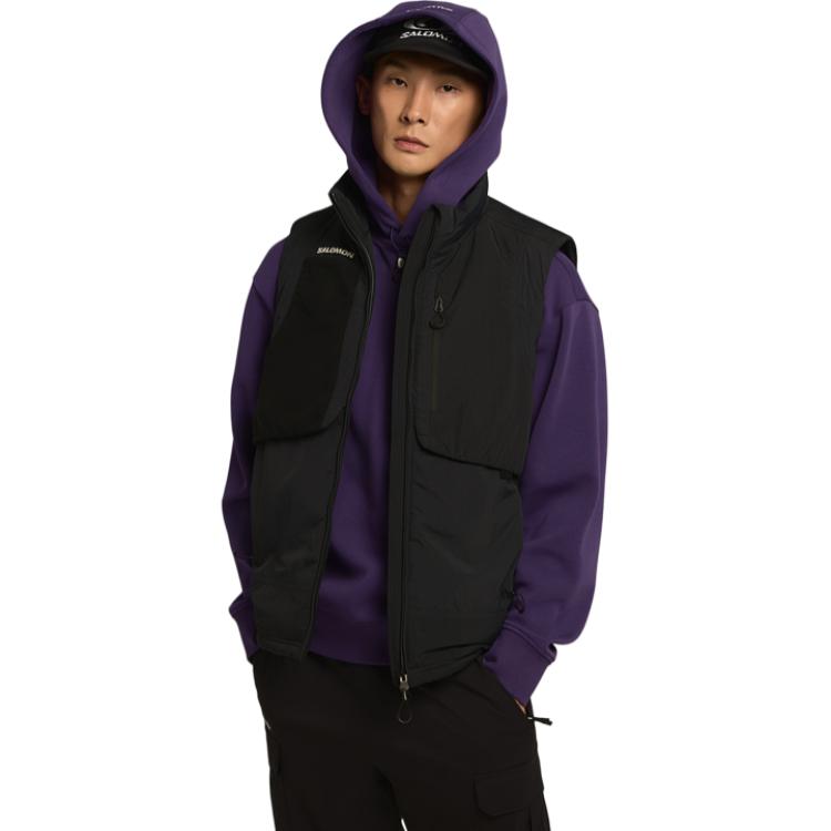 SALOMON Pinnacle Insulation Outdoor Warm Versatile Comfortable Vest Men Vest Navy-Blue Black C25733