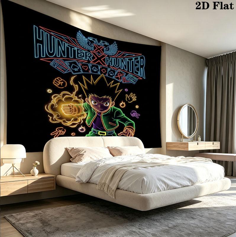 Hunter X Hunter Wall Tapestry Aesthetic Wall Hanging Printed Fabric Blanket Decorative Tapestries For Bedroom Living Room Home Decor