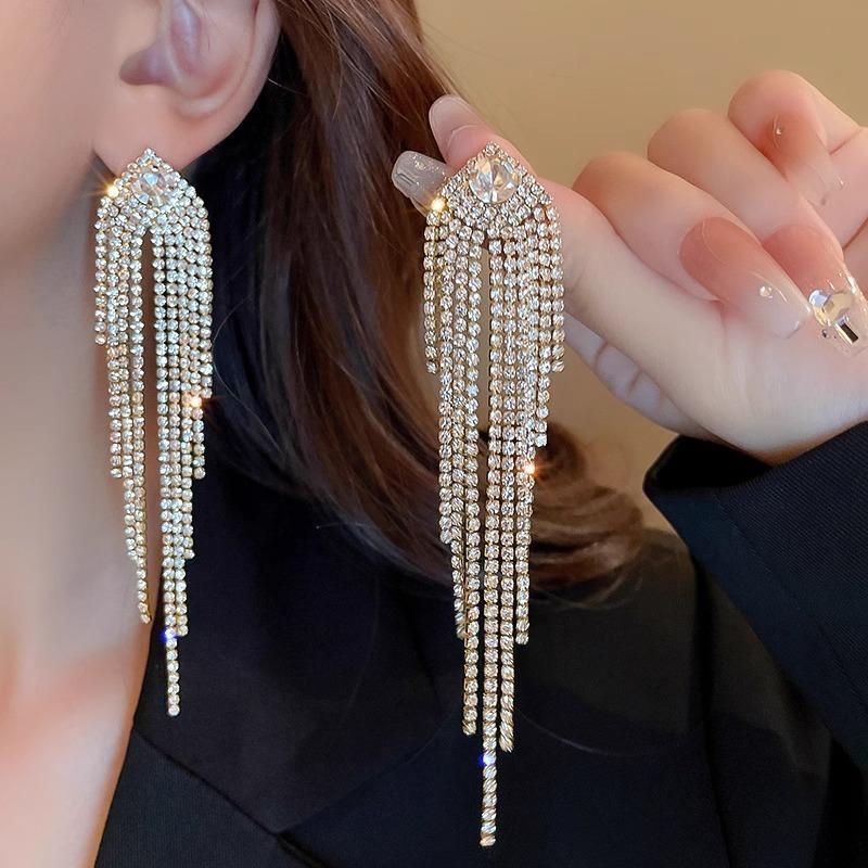 

Long Tassel Earrings - New Bold Statement Earrings with A Touch of Luxury. Perfect for Bridal Gowns and Special Occasions золотой