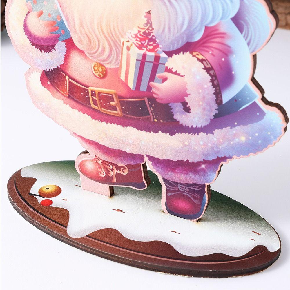 2pcs Cartoon Christmas Statue Figurine Handmade Christmas Sign Desktop Centerpieces  Cabinet