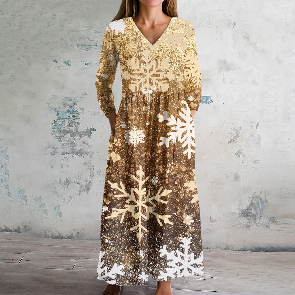 Dame Mote Kjole Vår V-hals Langermet Kjole