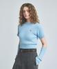 KNITTED (W) Hairy Fur Cable Crop Knit Sky
