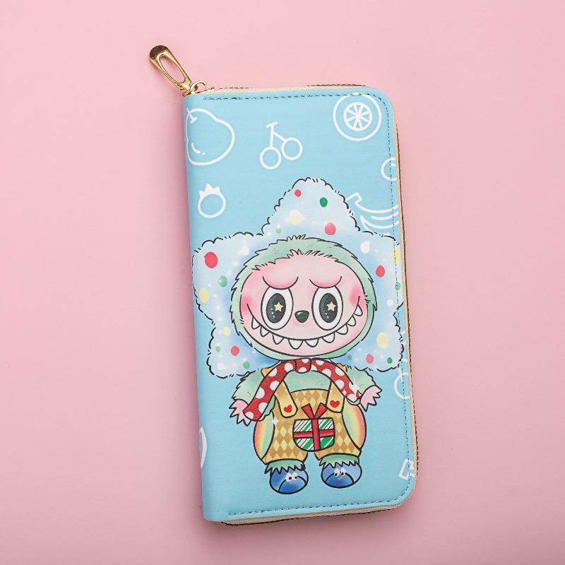 Labubu change bag long wallet cartoon cute fresh large capacity zipper card bag clutch bag