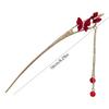Red Butterfly Tassel Hair Stick with Velvet Flower Bead Detail Carved Pattern Retro Hanfu Style Women's Elegant Hair Accesso