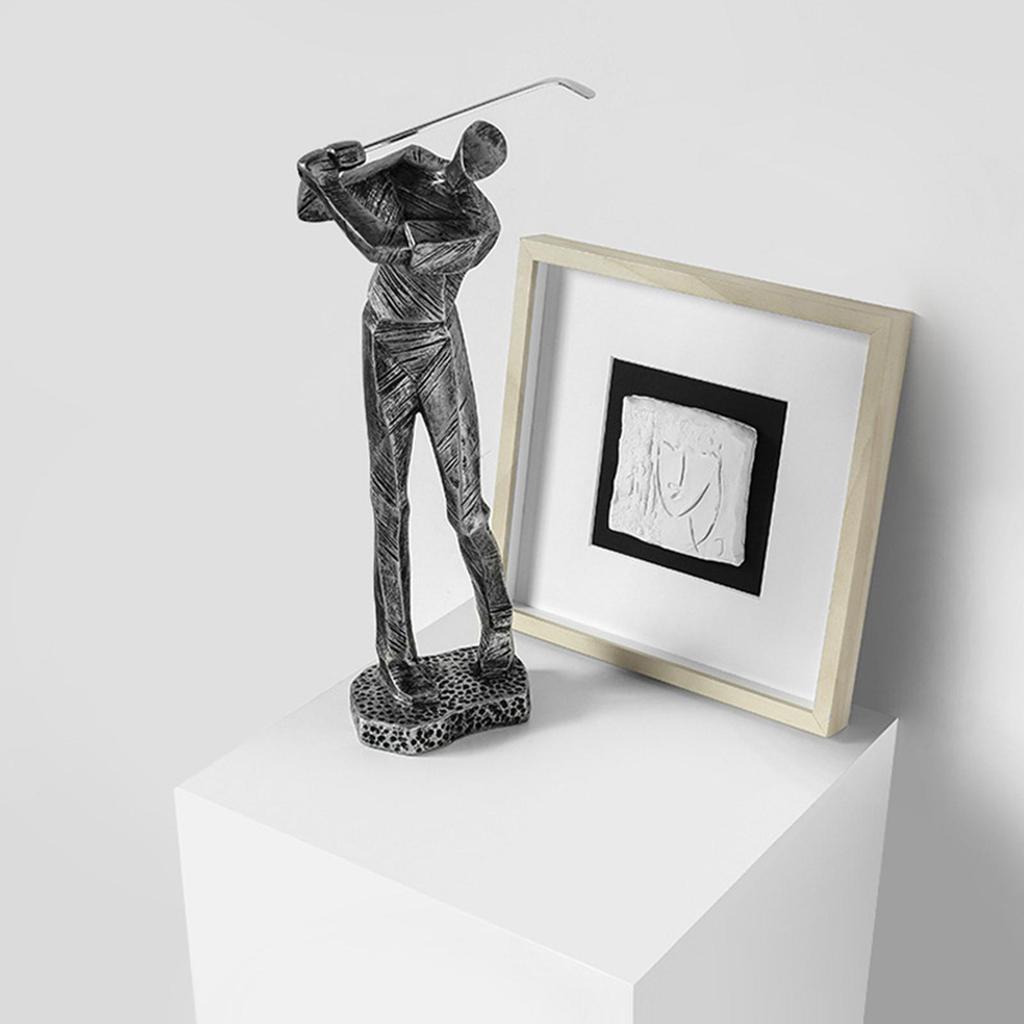 Golfing Statue Resin Figurine Table Centerpiece Decoration Modern Desk Golfer Sculpture for Window Office Cabinet Home Shelf
