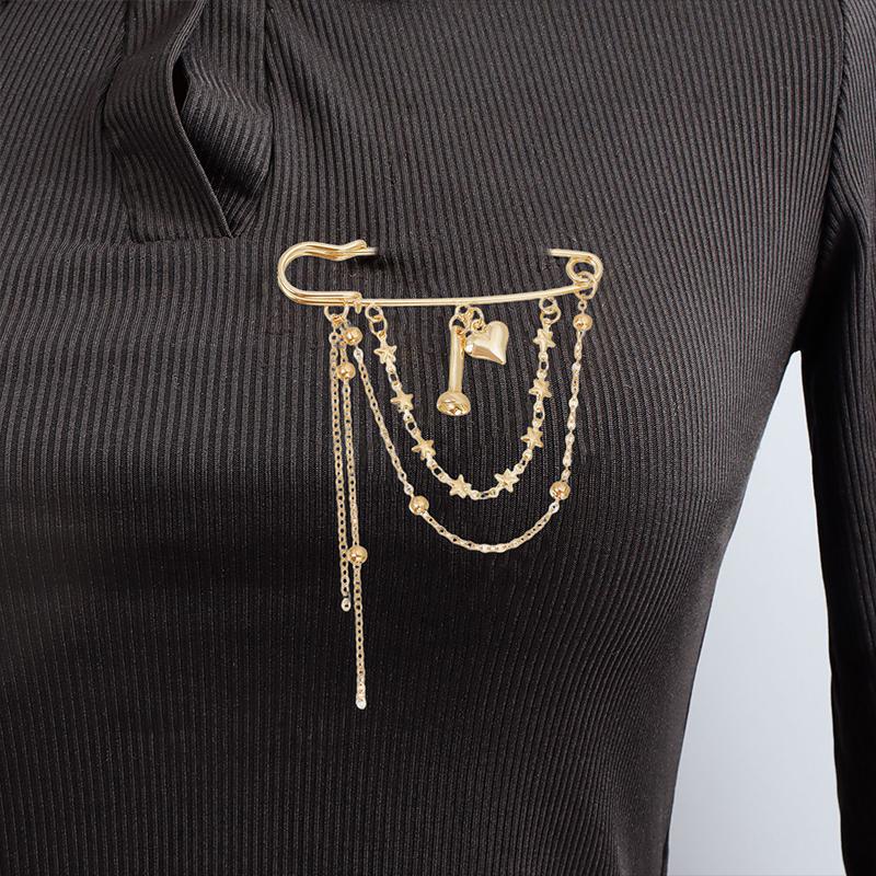 Elegant Pearl Chain Tassel Brooch Fashion Women Clothing Decor Accessories Jewelry Pin Pants Waist Adjust Pins Bag Pendant Gifts