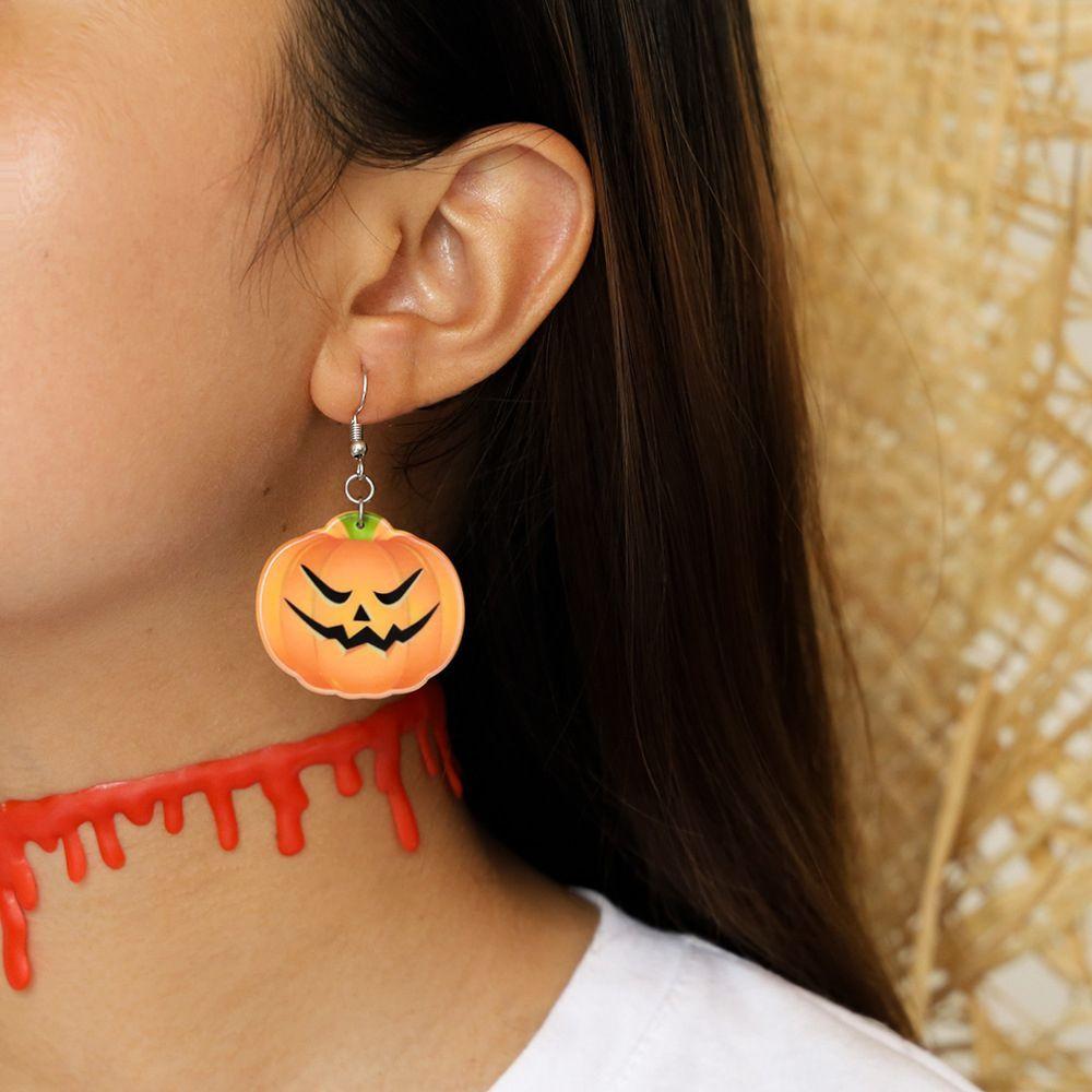 

Подарки для девочек, висячие серьги в корейском стиле, вечерние украшения, женские серьги на Хэллоуин, оранжевые тыквы