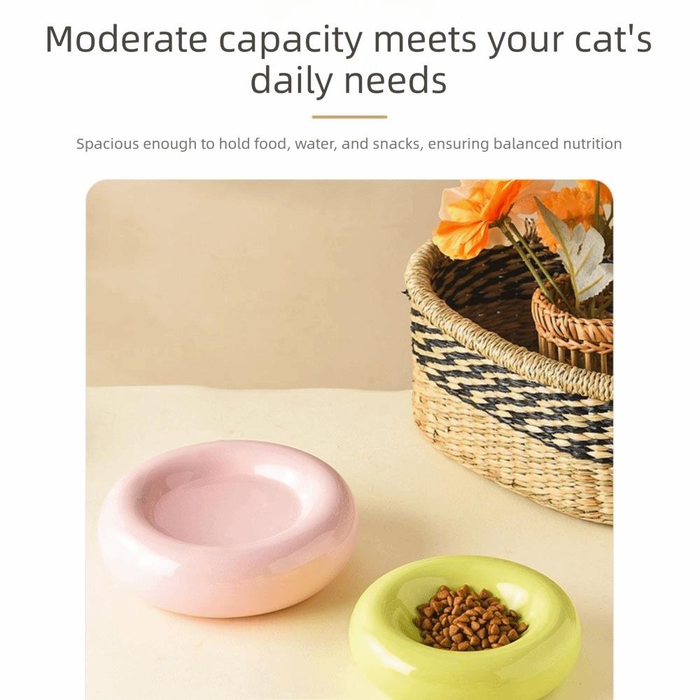 Gladde Keramische Kattenbak Hoge Esthetiek Huisdier Voerbak Huisdier Waterbak Donut-Vormige Kattenbak Huis