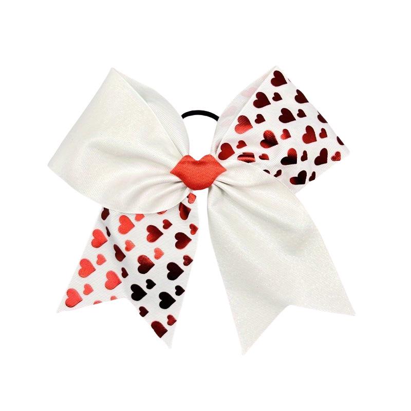 Valentine's Day Heart Bow Cheerleader Elastic Hair Tie for Kids