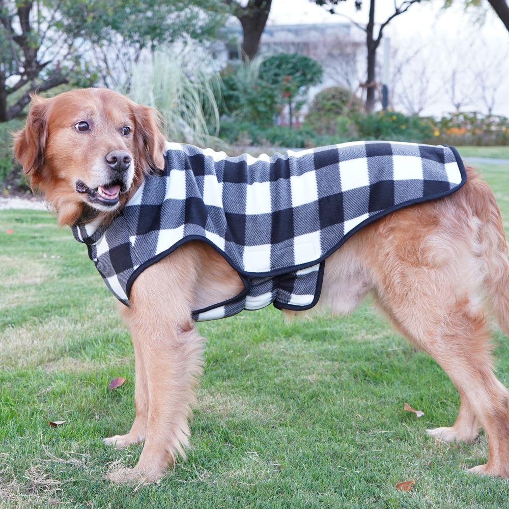 Streichel es Fleece großer Hund Hundekleidung warm Britisches Karomuster Haustierpullover Golden Retriever Husky Kleidung Herbst und Winter
