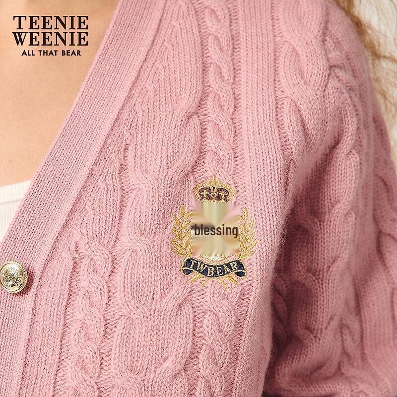 Teenie Weenie Women's College Style Loose Fit V-Neck Knit Sweater