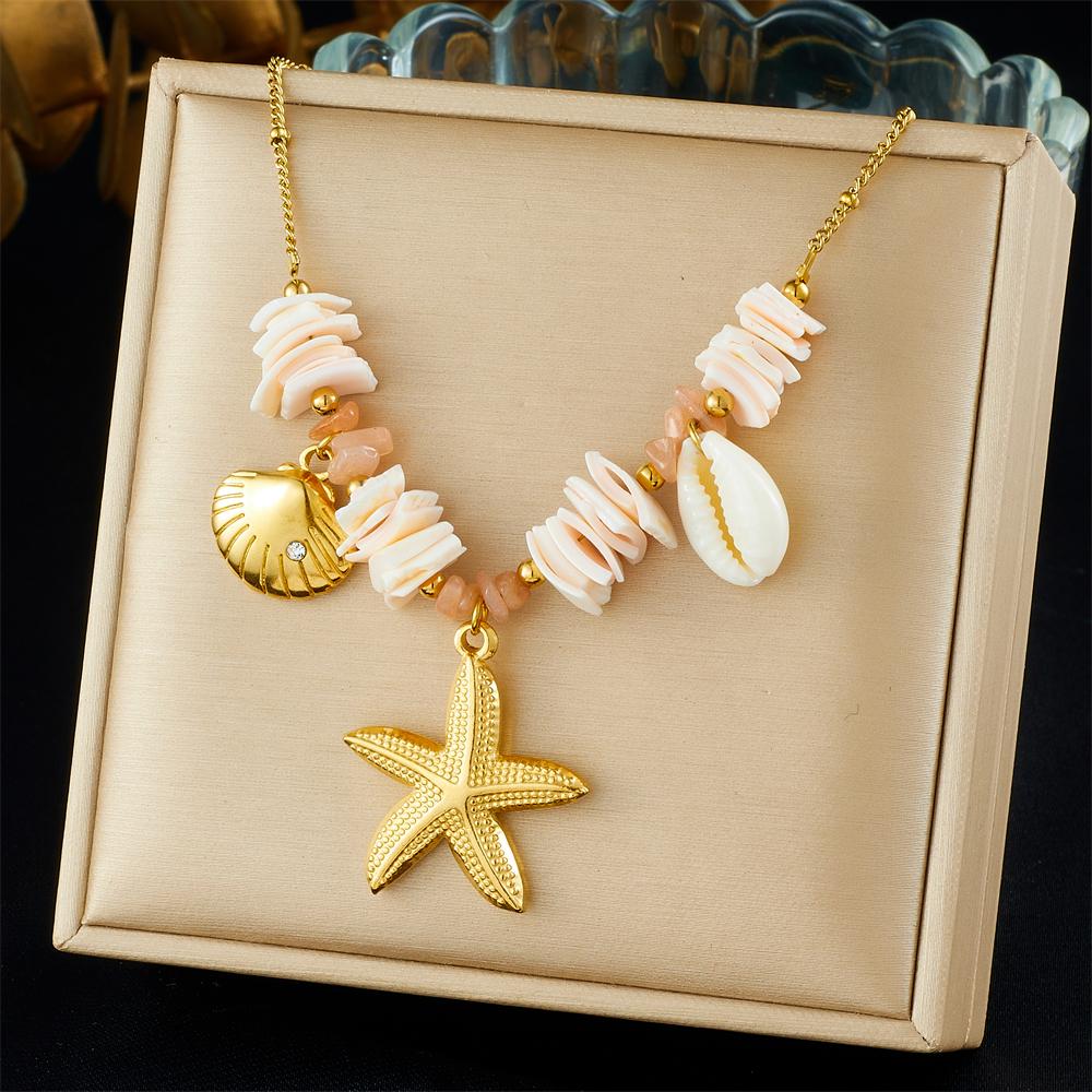 DIEYURO 316L Stainless Steel Irregular Shell Golden Scallop Pendant Necklace Women New Trend Waterproof Neck Chain Jewelry Gift