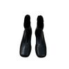 South Korea Dongdaemun Thick Heel Short Boots Women's Thin Boots 2025 Autumn and Winter New Square Head Zipper Commuter Simple Boots