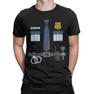 Halloween Officer Classic Funny Graphic 100% Cotton T-Shirt Tops Tees For Men