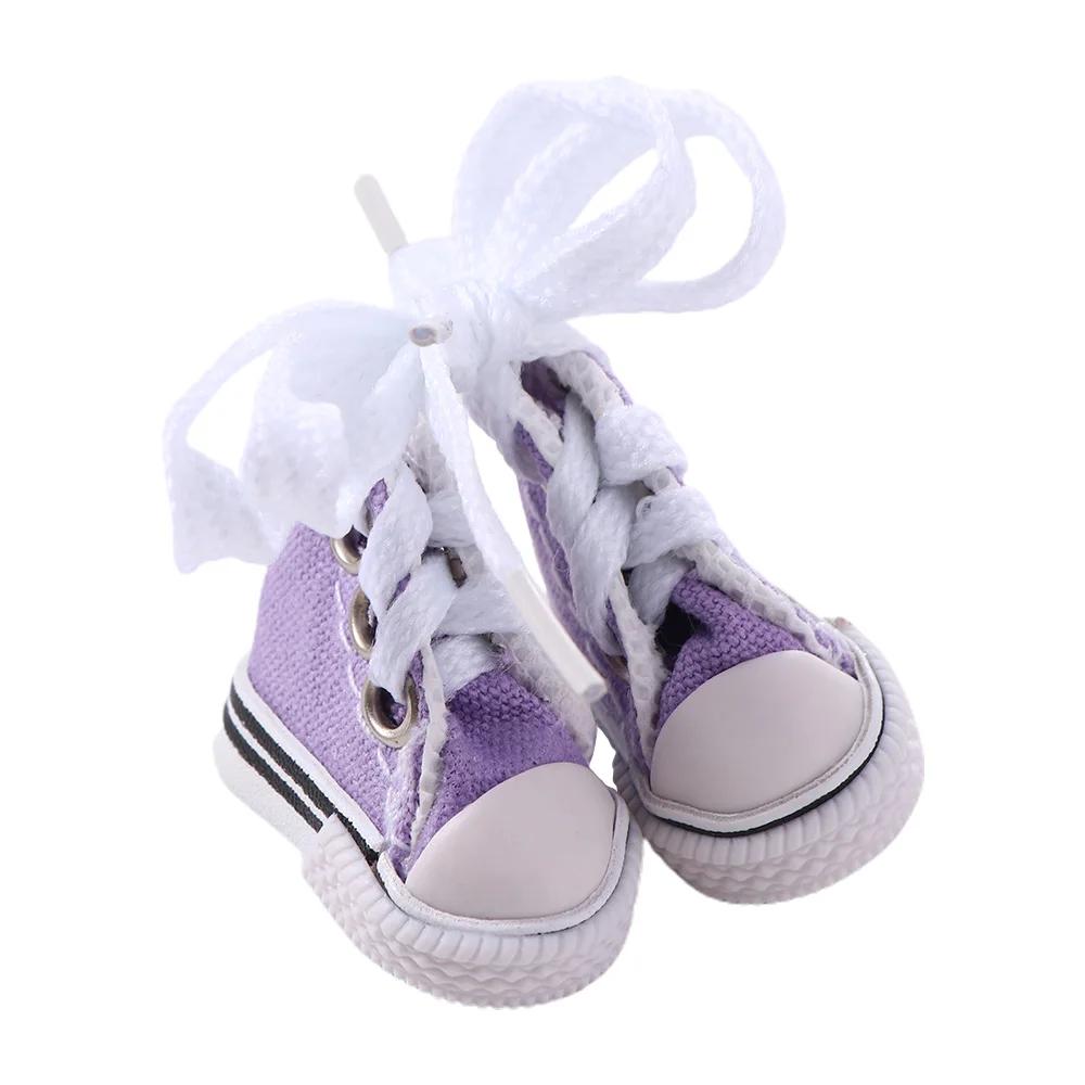 Chaussures Pour Poupées 5Cm Accessoires Bjd Chaussures Décontractées 3Cm Baskets Chaussures Mini Chaussures en Toile Chaussures Bjd Accessoires Vêtements Poupée Blythe violet