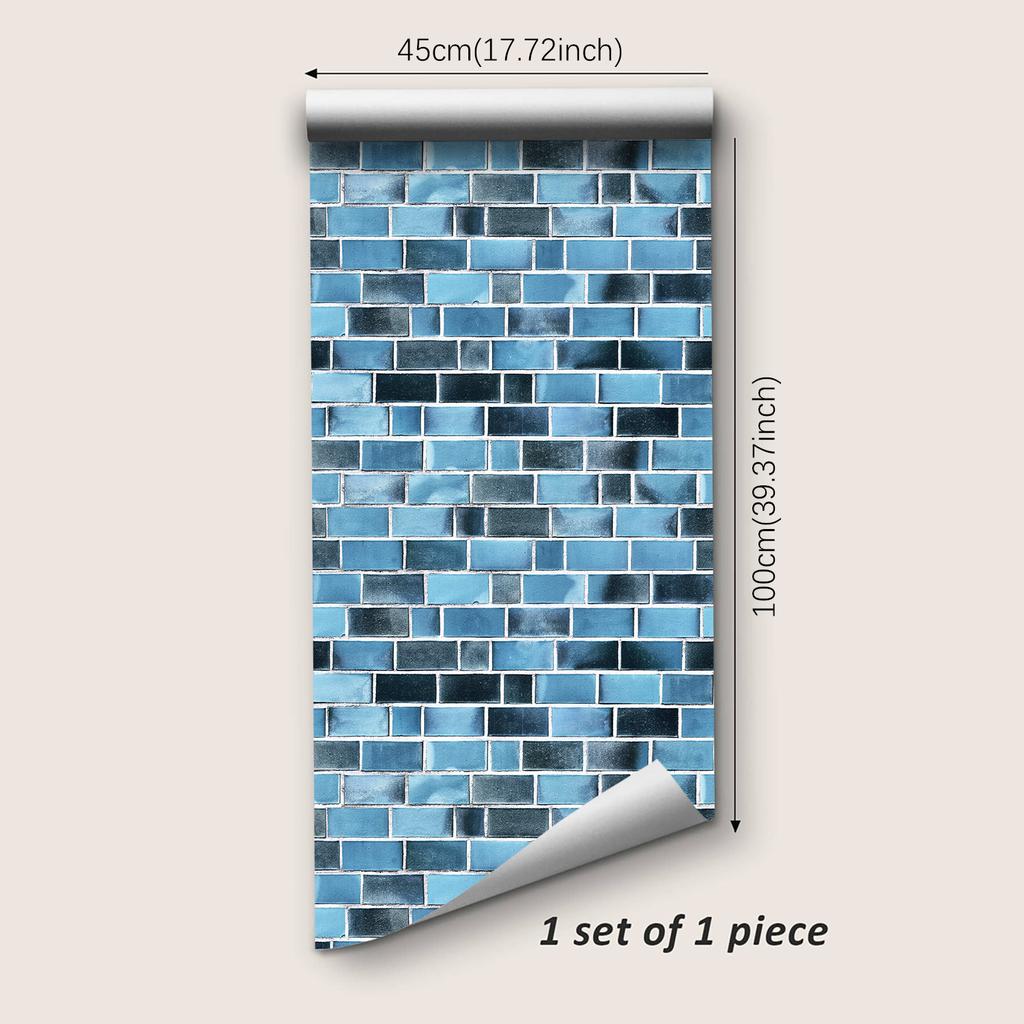 Black and Blue Brick  Pattern Peel and Stick Wallpaper Self Adhesive Contact Paper Removable Waterproof Wallpaper For Furniture Renovation