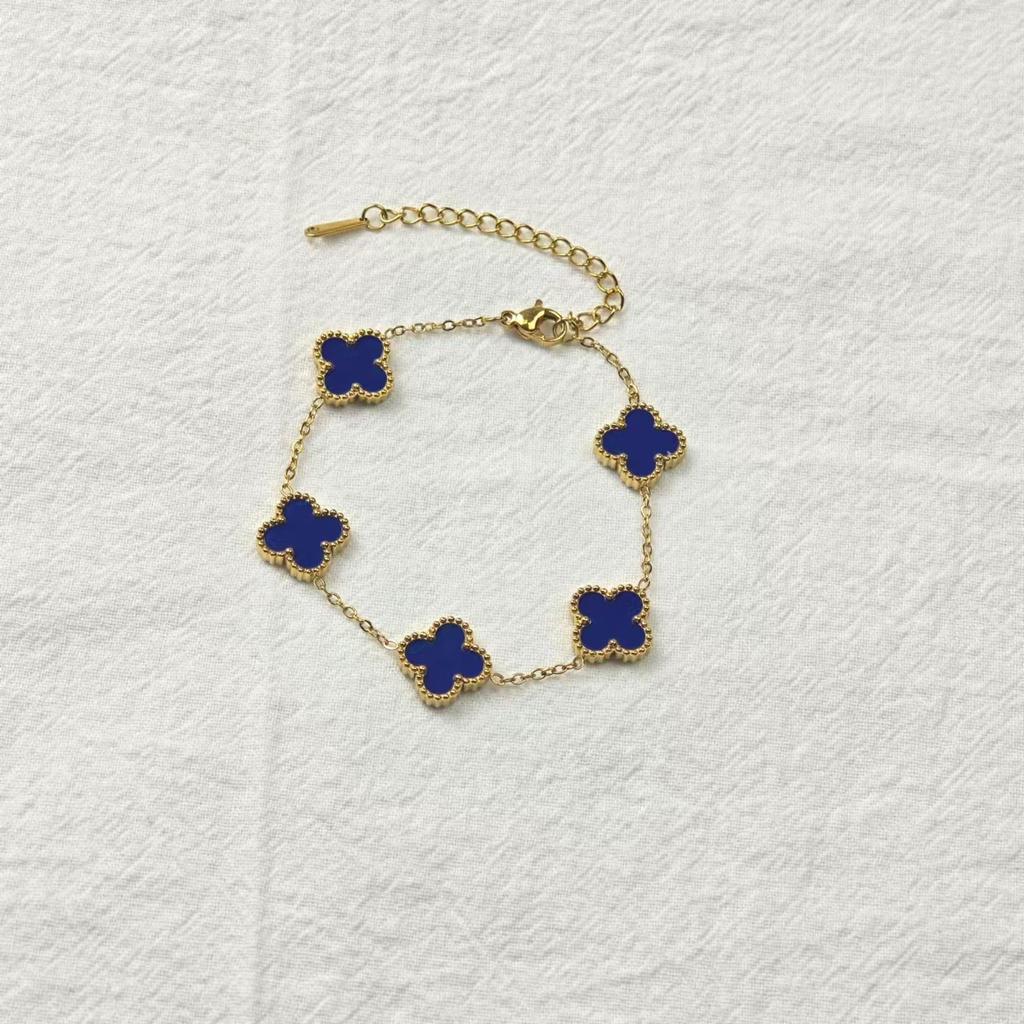 Four-leaf Clover Bracelet Five-flowered Titanium Steel Does Not Fade Women's 18K Lucky Clover Good Luck Hand Jewelry