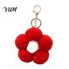 Aesthetic Handbag Pendant Plush Flower Keychain for Handbags, Five-petal Bag Charm, Women Fluffy Backpack Hanging Accessory Metal Key Chain