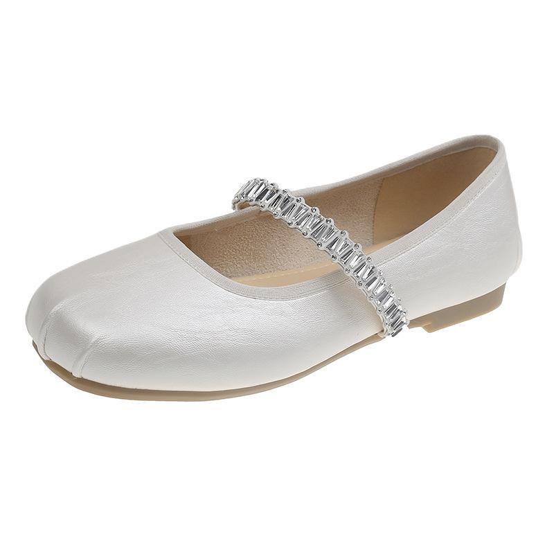French gentle fairy evening shallow mouth single shoes female spring and autumn 2025 new one-word strap flat Mary Jane grandma shoes