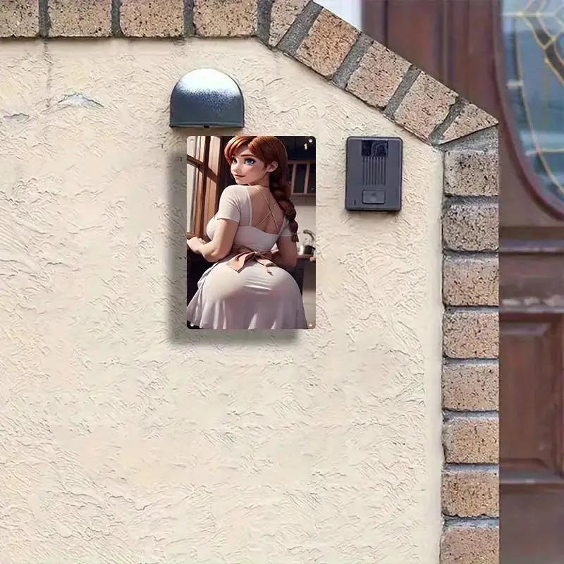 Vintage Country Metal Wall Art - 2D Farmhouse Kitchen Sign Retro Woman Back Decor