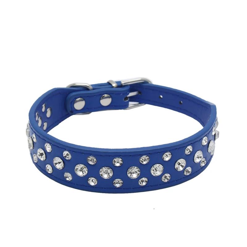 Adjustable Rhinestone Studded PU Leather Dog Collar for Small Medium Large Dogs Cats Anti-Bite Pet Neck Ring Pet Supplies