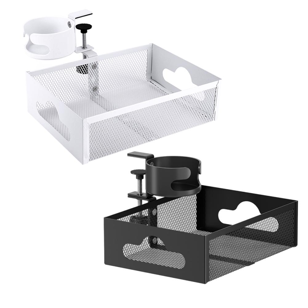 Under Desk Storage Rack Drink Holder High Load Capacity Under Desk Storage Shelf Multifunctional Storage Basket for Home Office