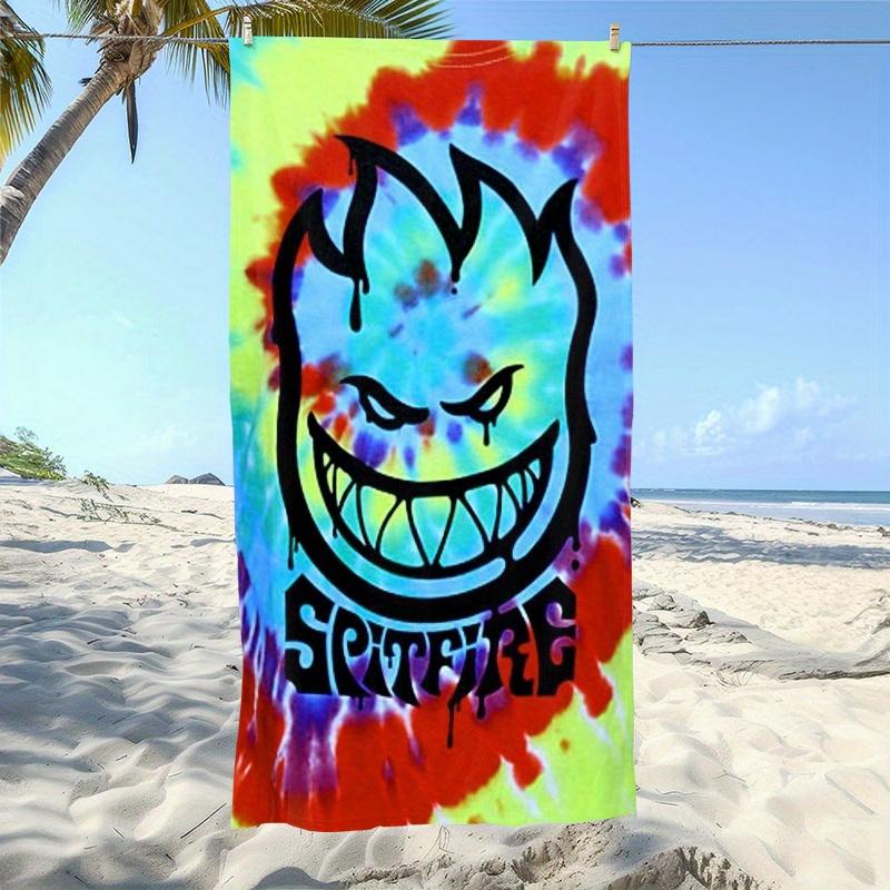 

Vibrant Graffiti Head Beach Towel Flat Print Hip Hop Art Quick Dry Large Towel for Swimming Pool Holiday Travel Picnic Decor W40*H60(CM)
