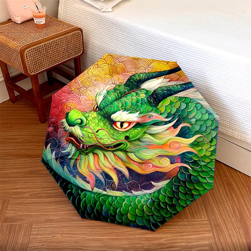 1 PC Automatic Folding Umbrella - Fantasy Dragon Pattern, Portable & Foldable Design with 8 Ribs, Christmas Birthday Gifts