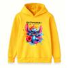 Kids Boys Girls Casual Stitch Print Long Sleeve Hoodie, Cute Cartoon Graphic Pullover Sweatshirt, Colorful Floral Paint Splash Pattern Soft Hooded Top