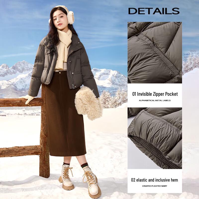 Xiangying Women's Loose Short White Duck Down Jacket