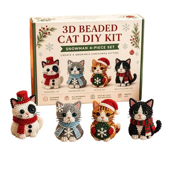 Set de mărgele fără lipici Kit DIY cu mărgele 3D, Set de meșteșuguri cu animale de Crăciun realiste, Kit tematic de broderie manuală ușoară pentru copii și adulți Educațional