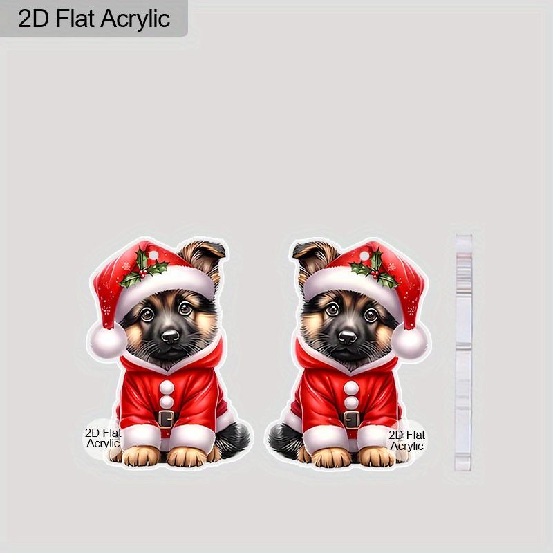 2D Flat Christmas Cartoon Christmas Costumes Hat Dog Double-sided Pattern Earrings Jewelry Gift for Women Female