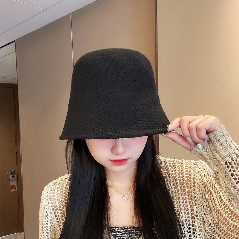 Hat Women's Woven Hollow Straw Hat Summer Breathable Sunshade Sun Protection Hat Outdoor Beach Face Small Versatile Basin Hat