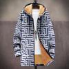 New Jacket: Multi-colored Pattern Elements, Zipper Hooded Cardigan, Thickened Winter Fleece Padded Clothes, Yellow Lining, Trendy Cotton Clothes