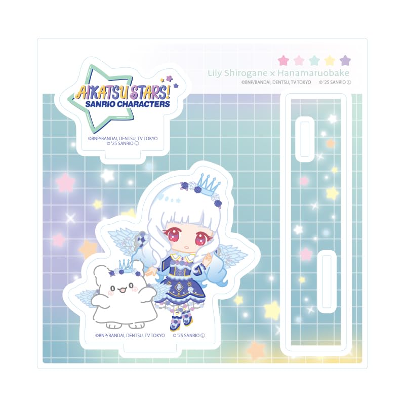Aikatsu X Sanrio Characters 05 Shirogane Lily X Hanamaru Obake Illustration Acrylic Stand Plate Stars! [Collaboration [Mini Character]]