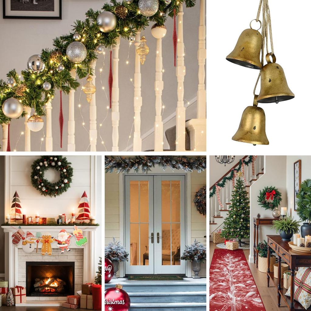 Christmas Bells For Decoration Rustic Holiday Home Decorations Christmas Ornaments Retro Bells For Outdoor Window Wall Shelf