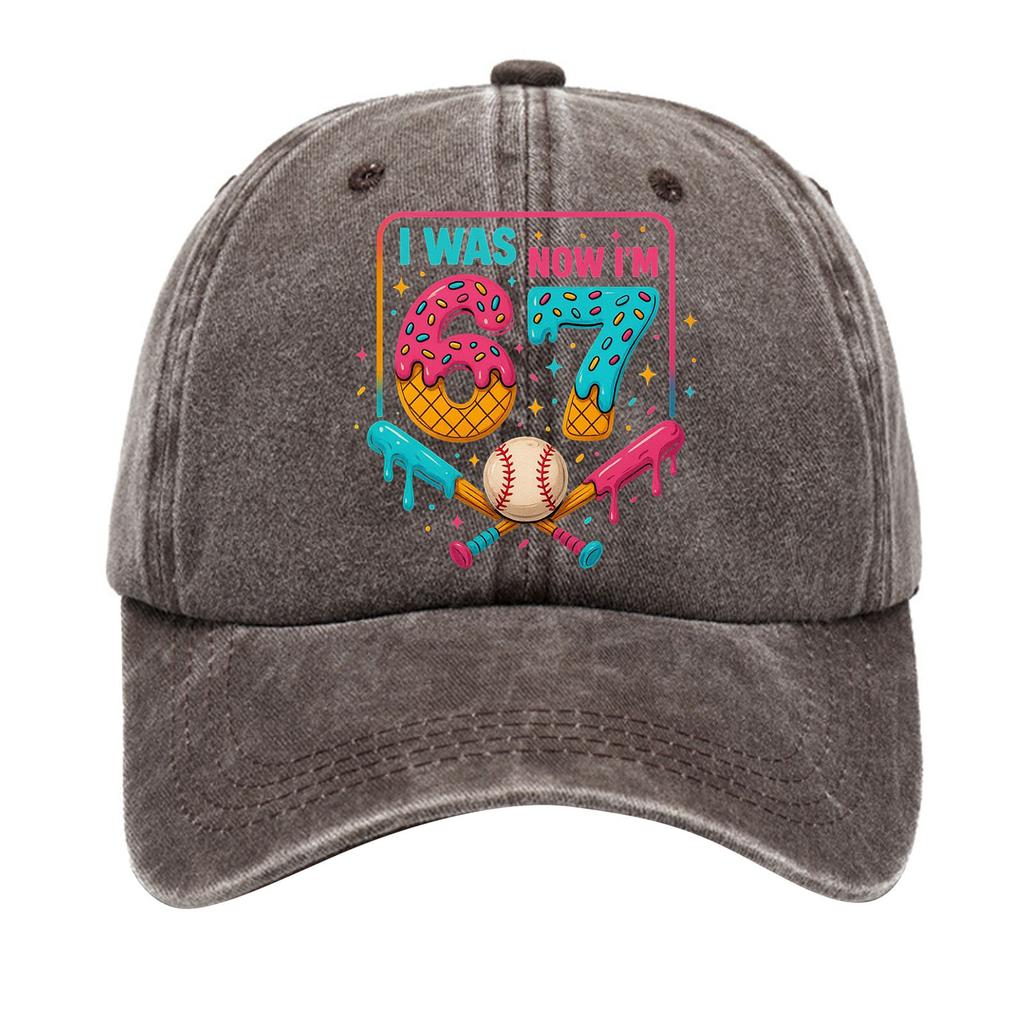 Washed Cotton Baseball Cap With Printed Distressed Soft Top Denim Hat For Men, European And American Retro Hat