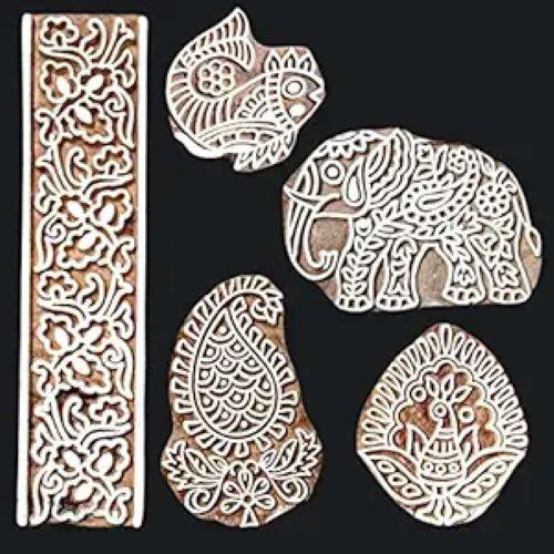 

RSINC Wooden Border Block Set of 5 Printing Design for Saree,Dresses Paper B09XDPLGR1