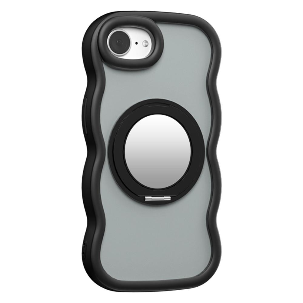 For iPhone 16e Case Magnetic Case Wave Edge TPU+Acrylic Phone Cover with Mirror Kickstand