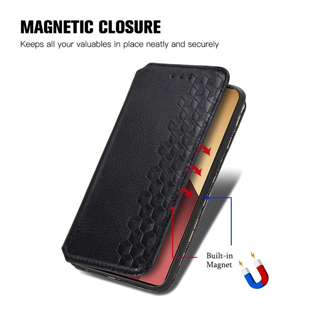 For Xiaomi Redmi Note 13 Pro 4G/Poco M6 Pro 4G PU Leather Case Rhombus Imprint Wallet Stand Phone Cover