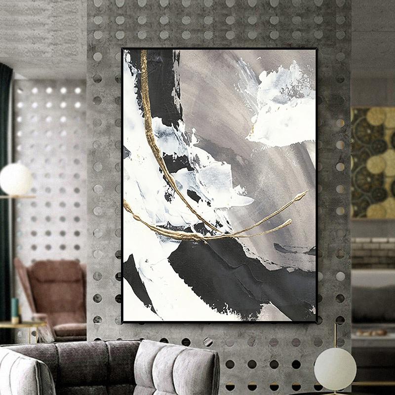 Modern Golden Grey Canvas Painting Decoration Poster Print For Living Room Bedroom Office Abstract Picture Wall Art Home Decor