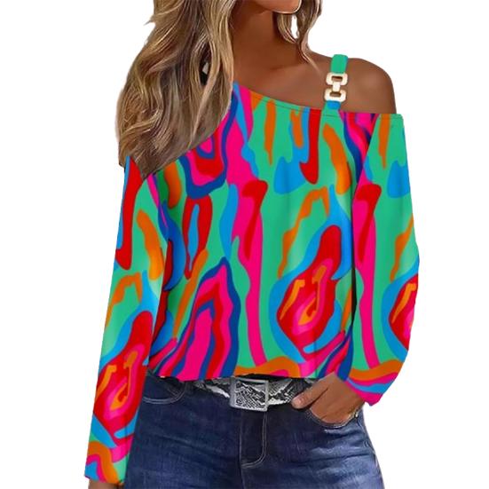 Dámská halenka s dlouhým rukávem Košile Jednobarevné pulovry Trička Sexy bez ramen Y2k Top