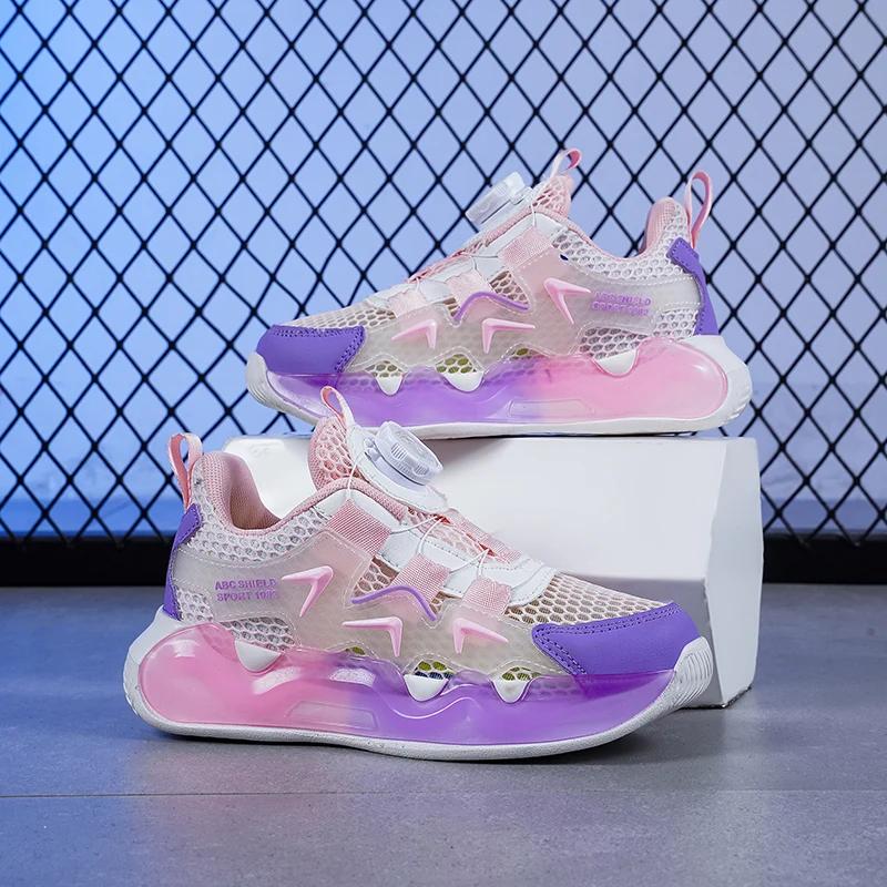 

Boys and girls summer single net rotary buckle glow-in-the-dark sneakers Breathable walking shoes 2313 39 розовый