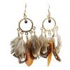 Bohemian Feather Tassel Drop Earrings Lightweight Hypoallergenic Handmade Feather Ear Drops Jewelry For Women