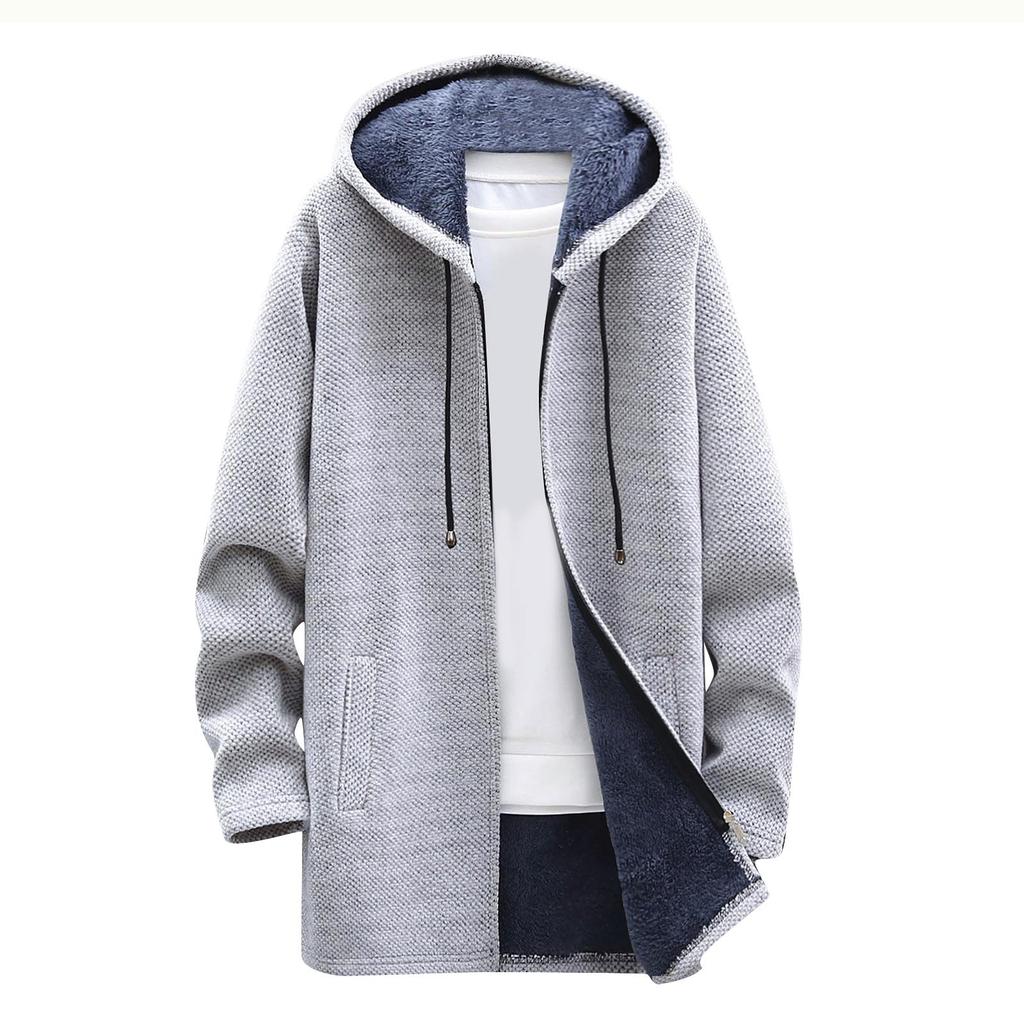Autumn And Winter Men's Fashion Loose Cardigan Warm Lapel Hooded Jacket Sweater