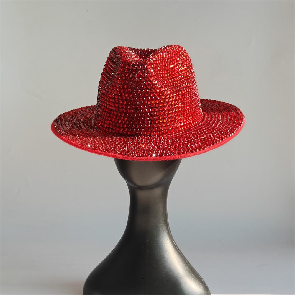 Blue/Beige Pearl Fedora Hat Bling Fedora Jazz Hats For Men And Women Handmade Advanced Fashion Outdoor Party Stage Hat