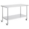 Stainless Steel Work Table Commercial Prep Table 30x60 Inch With 4 Casters