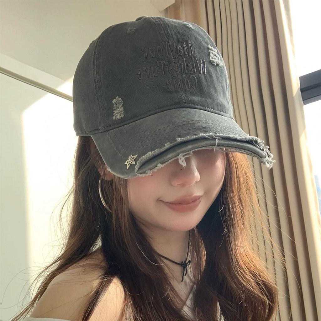 Spring And Autumn Cave Wind Star Rivet Embroidery Letter Baseball Cap Men'S And Women'S Shade Personality Street Cap