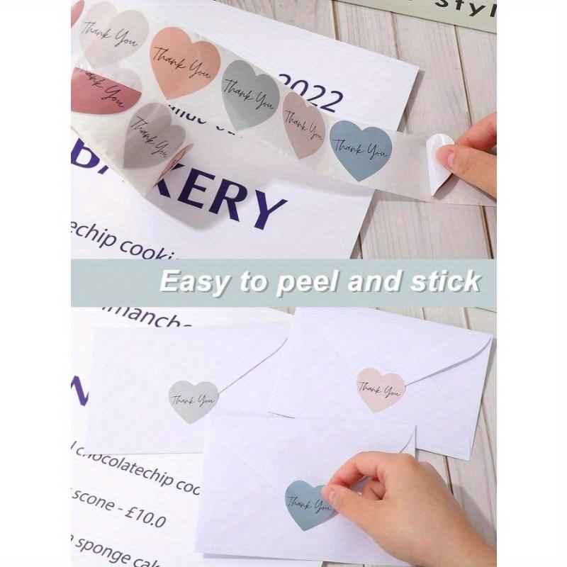 500pcs Roll Heart Shaped Boho Thank You Sticker Roll Suitable For Small Business Self Adhesive Minimalist Elegant Sealing Label Stickers